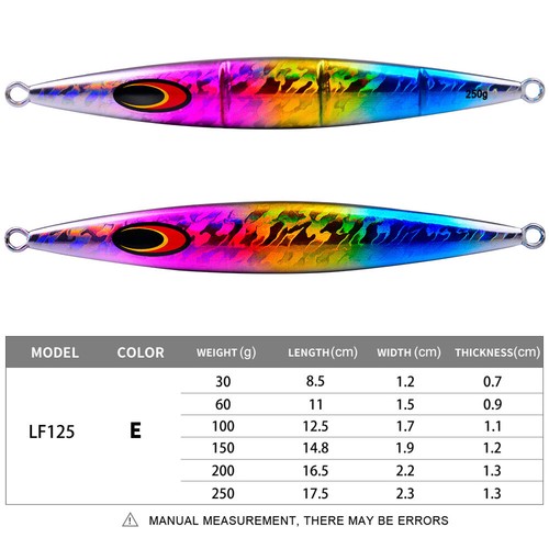30-250g Deep Sea Luminous Slow Fall Pitch Metal Flat Jigging Angelköder - Bild 15 von 15
