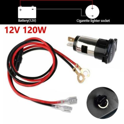 12V 120W Car Motorcycle Cigarette Socket Lighter Power Plug Outlet Adapter  Cable
