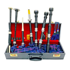 Scottish Highland Rosewood Black Finish Bagpipe With Pride Of Scotland Cover