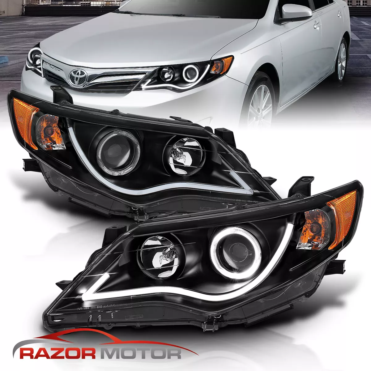 2012 2013 2014 Euro R8 LED Bar Halo Projector Headlights Pair For