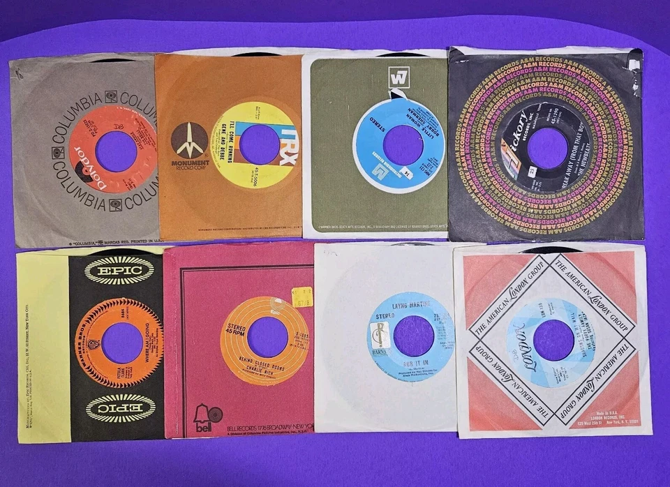 Lot Of 30 Various Artists 45 RPM Records LPs Jukebox Carpenters Rock Pop Country - Image 2 of 4