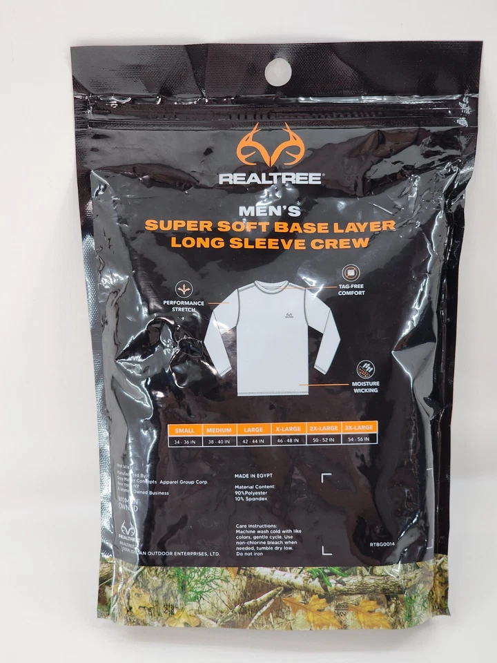 Realtree Men's Super Soft Base Layer Long Sleeve Crew Neck Shirt Size Med Black - Image 3 of 3