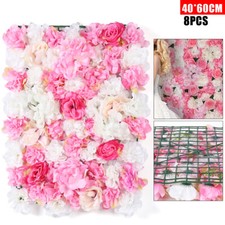 8 Rose Flower Wall Panels Artificial Silk Wedding Supply Decor Party Floral