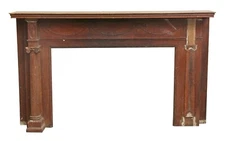 Antique Neoclassical Wide Carved Wood Fireplace Mantel