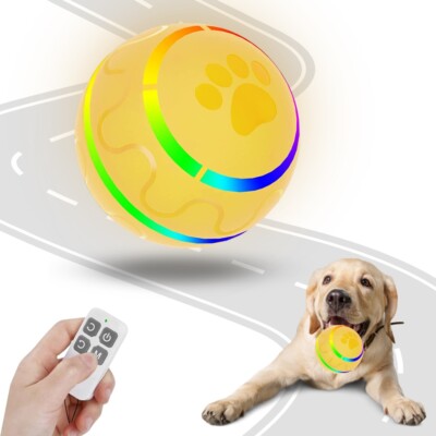 Active Automatic Rolling Fetch Ball For Dogs Remote Control Motion Sensor Yellow