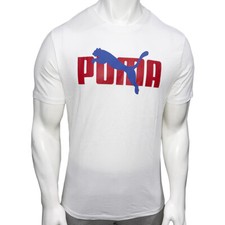 NWT PUMA MSRP 42.99 CAT OVERLAP MENS WHITE CREW NECK SHORT SLEEVE T-SHIRT S 2XL