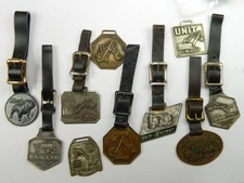 10 VINTAGE EUCLID MACK CRANES HEIN WERNER BASTIAN HUBBARD POCKET WATCH FOB LOT