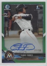 2018 Bowman Chrome Prospect Green Refractor 27/99 Christopher Torres Auto sh7