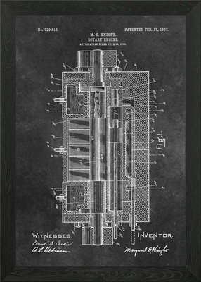 Knight 1903 Rotary engine Framed Wall Art Poster Canvas Print Picture