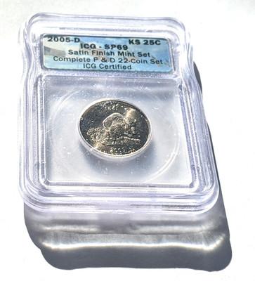 2005 D KS Quarter, SP 69, Brilliant Satin Surfaces 2S, Stunning Cartwheel Effect