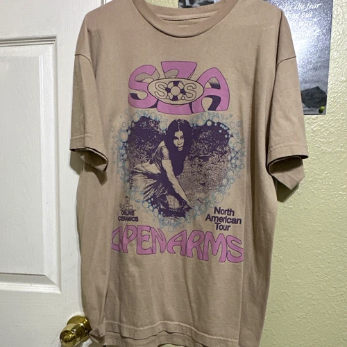 SZA SOS Open Arms North American Tour Double-Sided Beige Crew Neck T-Shirt XL - product listing photo