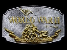 RJ01106 VINTAGE 1992  WORLD WAR II 1941-1945 REMEMBERED  MILITARY BELT BUCKLE