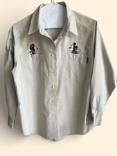 Y2K Vintage Mickey Unlimited Disney Khaki Button Down Shirt L Embroidered Mickey