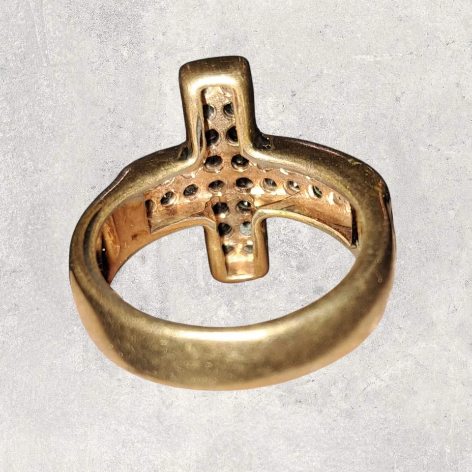 Черное СПИНАЛЬНОЕ и БРОНЗОВОЕ крестовое кольцо | Сделано в Италии | Размер: 6 - Изображение 3 из 4