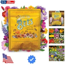 Wildflower Seeds Bulk, 2 Oz. 80,000+ Seeds – Save The Bees Mix with 19 Non-GM...