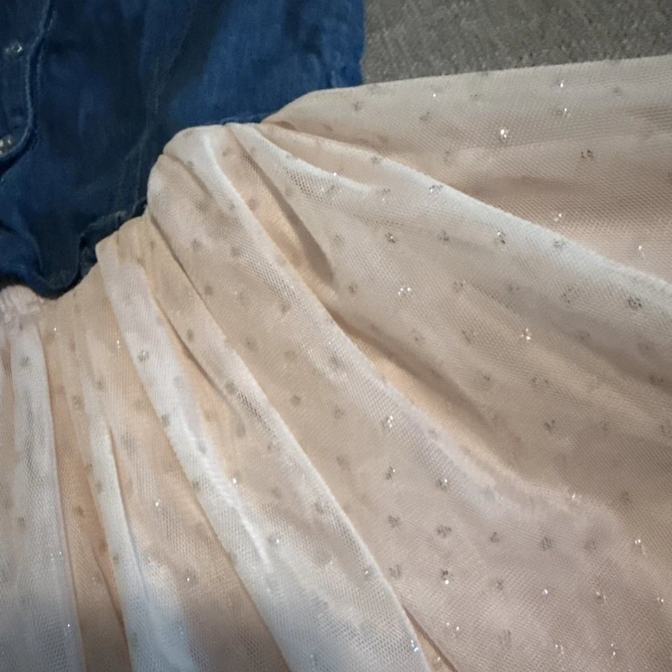 Guess Kids girls short sleeve denim tulle dress Size M 5/6 - Image 3 of 4