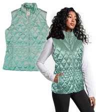 LANDS END Small 6-8 Metallic Mint QUILTED DOWN FILLED PUFFER VEST Perfect