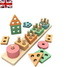 Montessori Wooden Shape Sorter: 20-Piece Stacking Toy for Toddler Learning