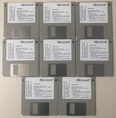 Microsoft FoxPro 2.6 for Apple Macintosh | 8-Disk 3.5  Floppy Install Set (1994)