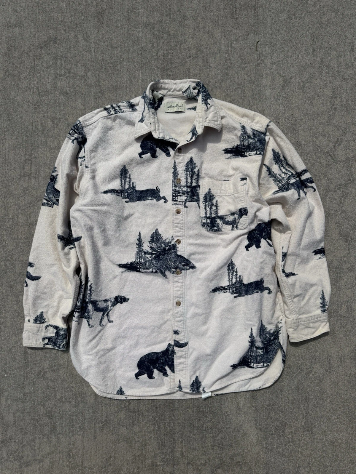 Eddie Bauer Animals Outdoor Wildlife Button Up Flannel Mens L Cream Shirt 1990's
Opens in a new wind