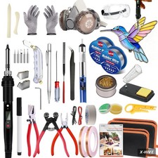 Stained Glass Starter Kit,Complete Stained Glass Making Kit with 100W Soldering