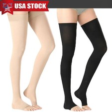 Compression Stockings Thigh High 20-30 mmHg Open Toe, Silicone StayUp Band