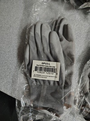 Grey PU Palm Coated Gloves Size Large 14 Pairs NEW GPU3-L