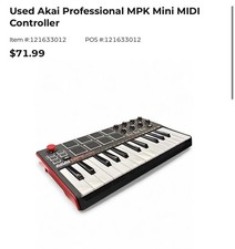 Akai MPK Mini MK2 USB MIDI Keyboard Controller w/ Pads Tested Working