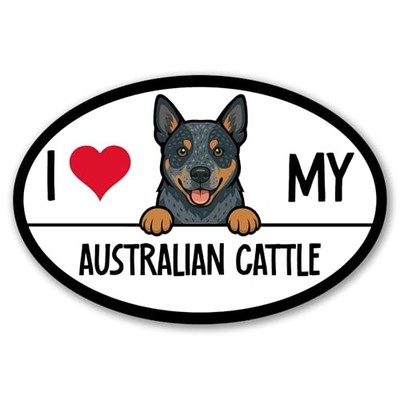 Magnet Me Up I Love My Australian Cattle Dog Oval Magnetic Decal, 4x6 Inches