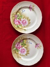 Set of 9 Vintage Lefton China Green Heritage Rose 7.25" Salad Plate 3068