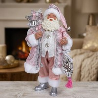 Weihnachtsmann 38Cm Deko Figur Weihnachten Stehend Nikolaus Weiß Rosa GläNzend