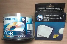 Philips CD-R 50 Pack   HP White Paper Sleeves 50 Pack  Both New