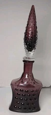 Vintage Genie Bottle Amethyst Hobnail Decanter & Stopper 13"