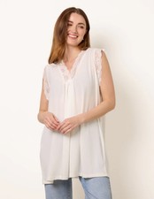  Blue Vanilla Womens  V Lace Trim Top