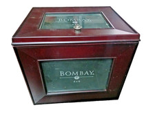 Bombay Company Mahogany Wood Photo Cube 4x6 Picture Frame Desktop Organizer Box 