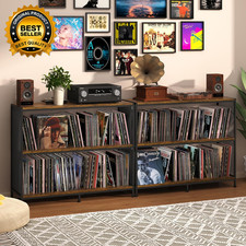 3-Tier Vinyl Record Storage Vintage Player Table with Spacious Storage up 450