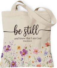 Christian Tote Bag for Women, Church Bible Canvas Bag with Inner Pocket for Chur