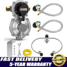 RV Camper LP Propane Regulator Automatic Changeover & 2 Tank Hoses