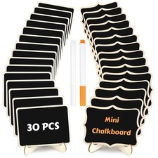 30 Pack Mini Chalkboard Signs, Food Labels for Party Buffet, Black, Wedding