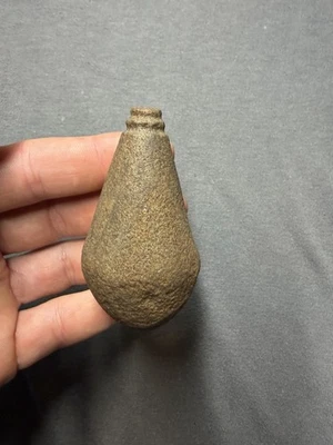 Stone Indian Artifact Native Americans Grooved Plummet Stone Tool - Image 1 of 4