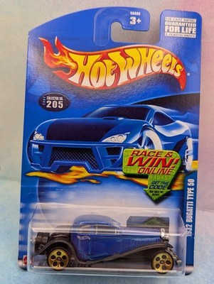 2002 Hot Wheels 1932 BUGATTI TYPE 50 #205 blue;gold 5dot  Race & Win