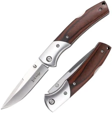 Elk Ridge Lockback Folding Knife 3⅛″ Satin Finish 3Cr13 Steel Blade Wood Handle