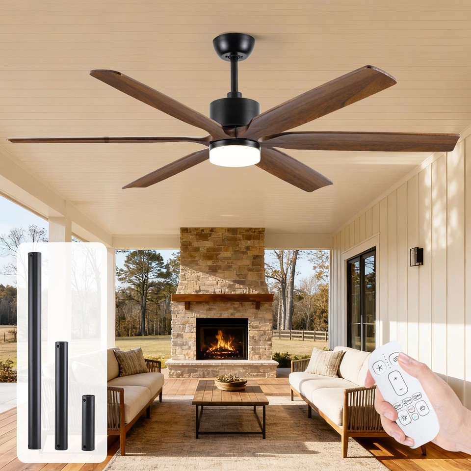 Ceiling Fan with Light & Remote Quiet Reversible DC Fan Dimmable ...