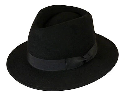 Gamble & Gunn Fedora Negro 100% Lana Pura Fieltro Estilo Clásico Vintage - Imagen 1 de 3