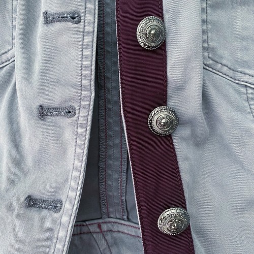 Giacca militare White House Black Market donna 6 blu grigio crop utility moto - Foto 4 di 8