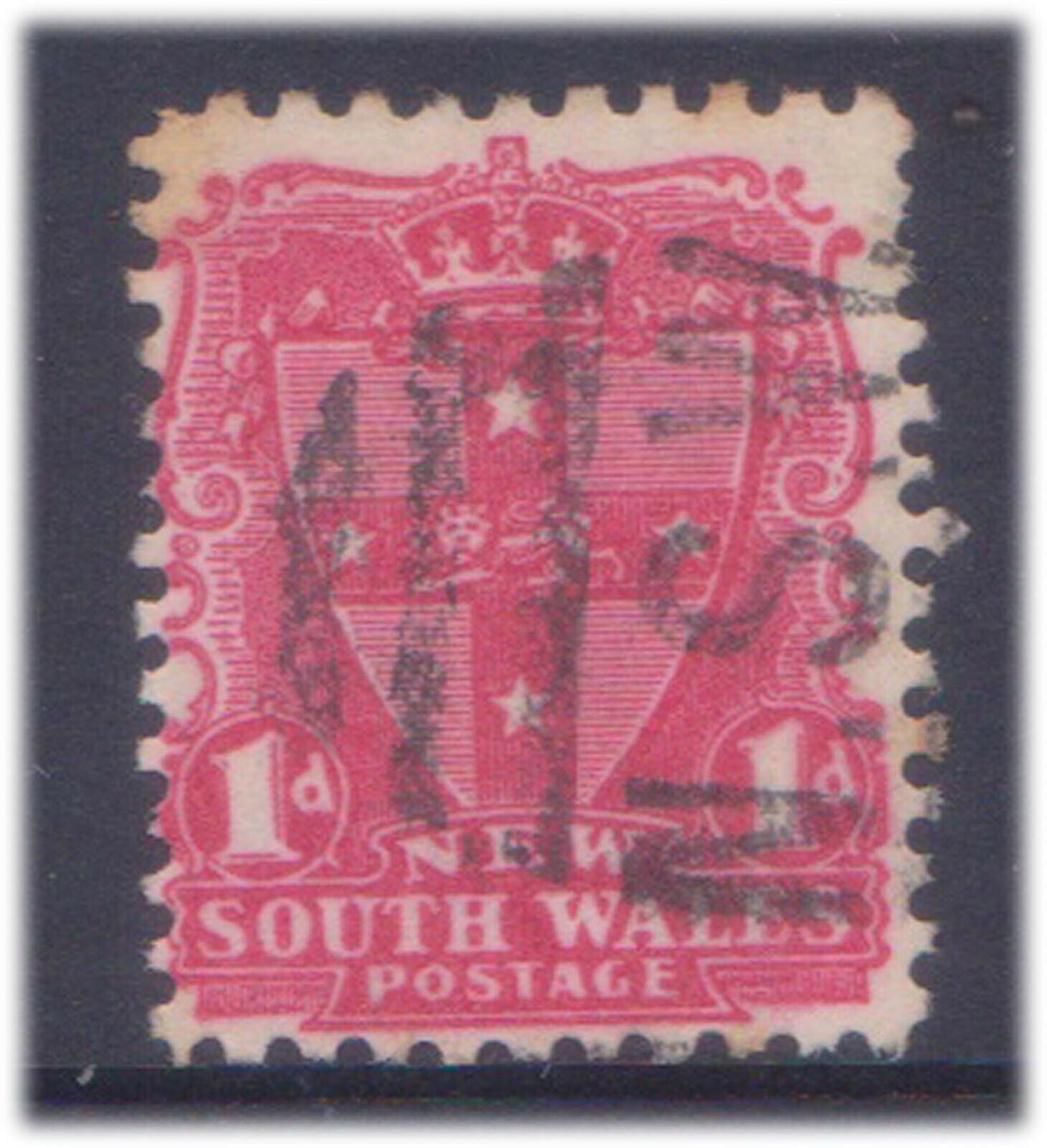F74-77 1910 AU NSW 1d red Dedication Shield stamp spot tone CA Genuine