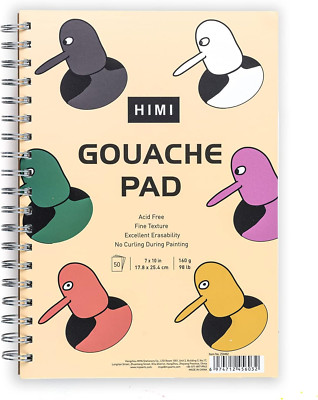 Gouache Pad 7X10''(98Lb/160G) 50 Sheets Mix Paper Pad, Side Wire Bound, Fine Tex