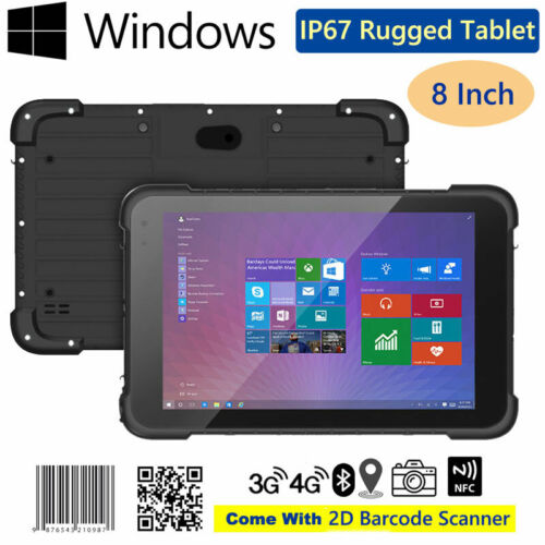 8" WIFI 4G LTE Data Windows 10 Rugged Tablet PC Waterproof 2D Barcode Scanner - Picture 1 of 14