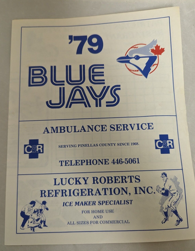 Toronto Blue Jay Spring Training Program, 1979, W/Separate Scoring Card MLB - Picture 2 of 8