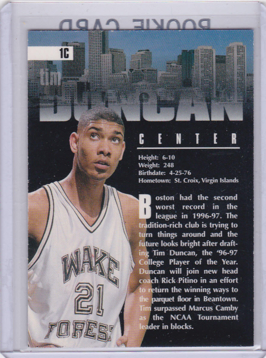 TIM DUNCAN ROOKIE CARD Wake Forest 1997 RARE FOIL RC Basketball